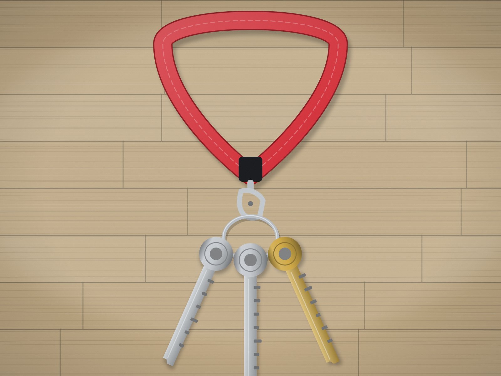 Keys on a red lanyard